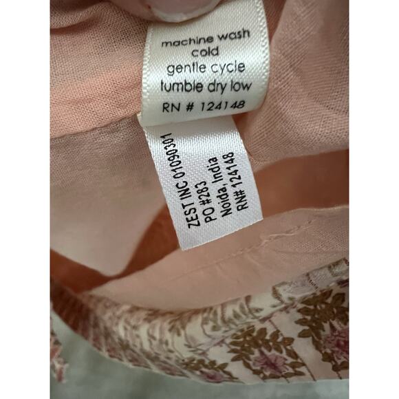 Pink Chicken Dress Womens Medium Brown Floral Maxi Boho Peasant Cottagecore B16 - Picture 7 of 8